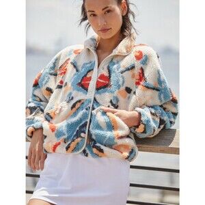 Free People Movement Hit The Slopes Fleece Jacket Patterned Multicolor Teddy XS